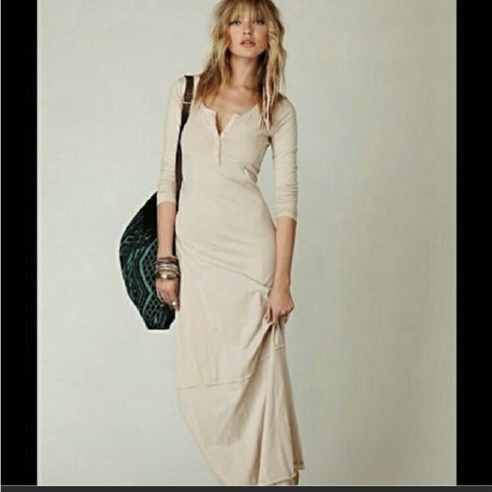 Free People Long Sleeve Maxi Dress in Cream
